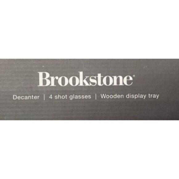 Brookstone Pin High Decanter Set with 4 Shot Glasses & Wooden Tray - New in Box - Picture 7 of 7
